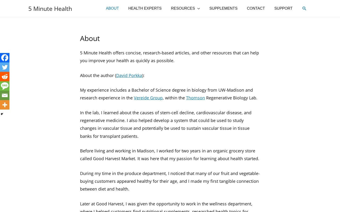5 Minute Health website hero screenshot